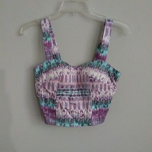 Charlotte Russe Purple and Blue Patterned Padded Crop Top